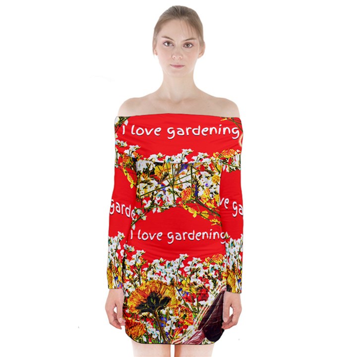 Garden Lover Long Sleeve Off Shoulder Dress