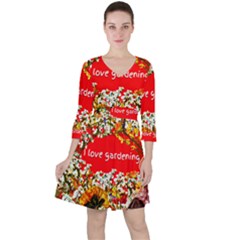 Garden Lover Quarter Sleeve Ruffle Waist Dress