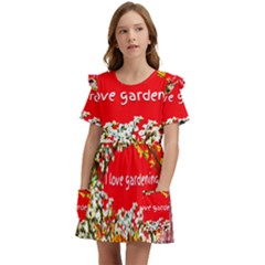 Garden Lover Kids  Frilly Sleeves Pocket Dress by TShirt44