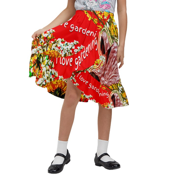 Garden Lover Kids  Ruffle Flared Wrap Midi Skirt