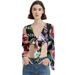 Love Quotes Design Trumpet Sleeve Cropped Top