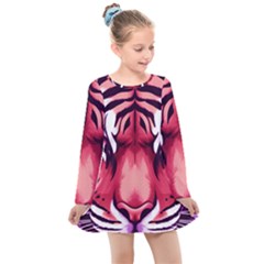 Tiger Design Kids  Long Sleeve Dress