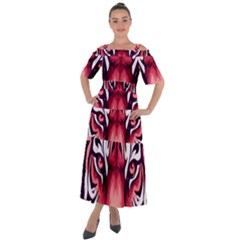 Tiger Design Shoulder Straps Boho Maxi Dress  by TShirt44