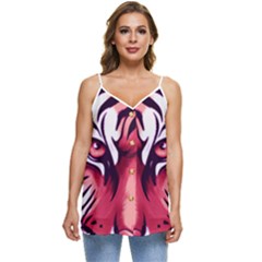 Tiger Design Casual Spaghetti Strap Chiffon Top by TShirt44