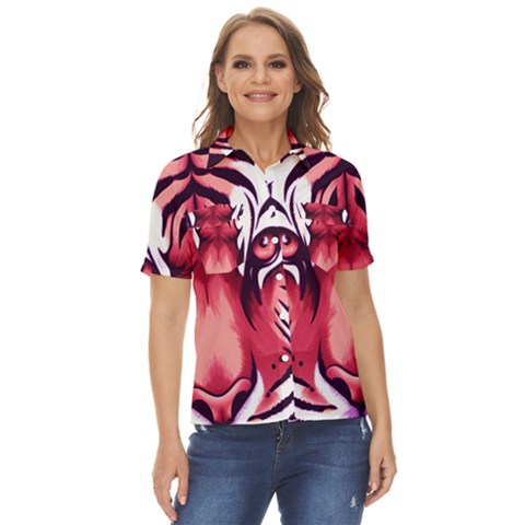 Love The Tiger Women s Short Sleeve Double Pocket Shirt by TShirt44