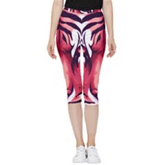 Tiger Design Inside Out Lightweight Velour Capri Leggings 