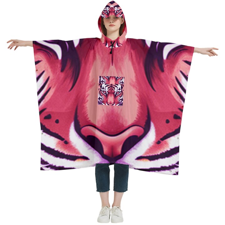 Tiger Design Women s Hooded Rain Ponchos