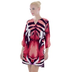 Tiger Design Open Neck Shift Dress by TShirt44