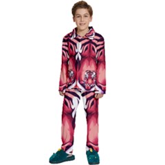 Tiger Design Kids  Long Sleeve Velvet Pajamas Set