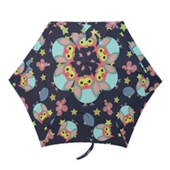 Owl Stars Pattern Background Mini Folding Umbrellas by Apen