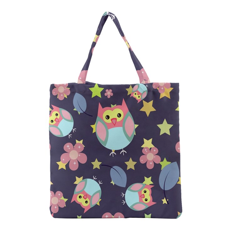 Owl Stars Pattern Background Grocery Tote Bag