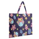 Owl Stars Pattern Background Zipper Large Tote Bag View2