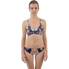 Owl Stars Pattern Background Wrap Around Bikini Set by Apen