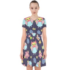 Owl Stars Pattern Background Adorable In Chiffon Dress by Apen