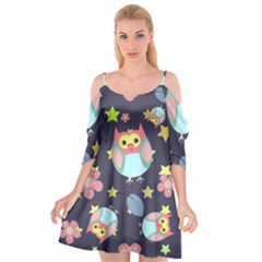 Owl Stars Pattern Background Cutout Spaghetti Strap Chiffon Dress by Apen