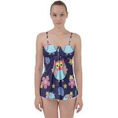 Owl Stars Pattern Background Babydoll Tankini Top by Apen