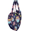 Owl Stars Pattern Background Giant Heart Shaped Tote View4