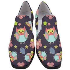 Owl Stars Pattern Background Women Slip On Heel Loafers by Apen