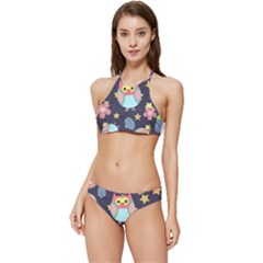 Owl Stars Pattern Background Banded Triangle Bikini Set by Apen