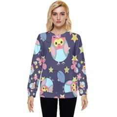 Owl Stars Pattern Background Hidden Pocket Sweatshirt by Apen