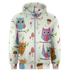 Forest Seamless Pattern With Cute Owls Men s Zipper Hoodie by Apen