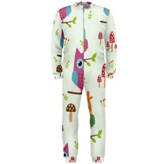 Forest Seamless Pattern With Cute Owls Onepiece Jumpsuit (men) by Apen