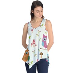 Forest Seamless Pattern With Cute Owls Sleeveless Tunic by Apen