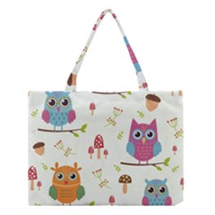 Forest Seamless Pattern With Cute Owls Medium Tote Bag by Apen