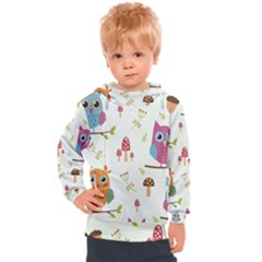 Forest Seamless Pattern With Cute Owls Kids  Hooded Pullover by Apen