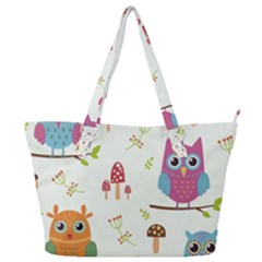 Forest Seamless Pattern With Cute Owls Full Print Shoulder Bag by Apen