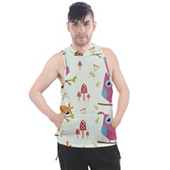 Forest Seamless Pattern With Cute Owls Men s Sleeveless Hoodie by Apen