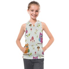 Forest Seamless Pattern With Cute Owls Kids  Sleeveless Hoodie by Apen