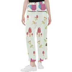 Forest Seamless Pattern With Cute Owls Women s Pants  by Apen