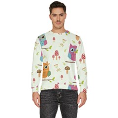 Forest Seamless Pattern With Cute Owls Men s Fleece Sweatshirt by Apen