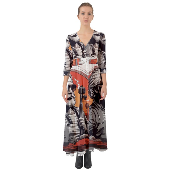 ai generator t hirt design Button Up Boho Maxi Dress