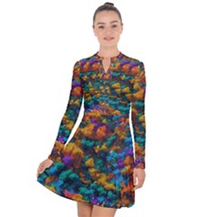 Color-for-a-line Long Sleeve Panel Dress