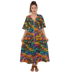 Color-for-a-line Kimono Sleeve Boho Dress by aline