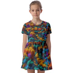 Color-for-a-line Kids  Short Sleeve Pinafore Style Dress by aline