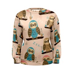 Seamless Pattern Owls Dream Cute Style Pajama Fabric Women s Sweatshirt by Apen