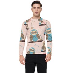 Seamless Pattern Owls Dream Cute Style Pajama Fabric Men s Long Sleeve Rash Guard by Apen