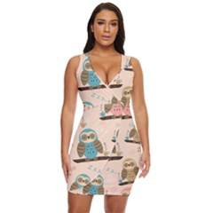 Seamless Pattern Owls Dream Cute Style Pajama Fabric Draped Bodycon Dress by Apen