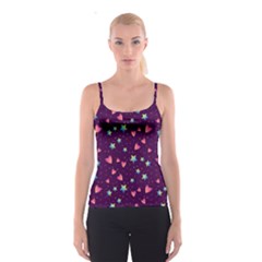 Colorful Stars Hearts Seamless Vector Pattern Spaghetti Strap Top by Apen