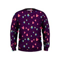 Colorful Stars Hearts Seamless Vector Pattern Kids  Sweatshirt