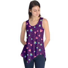 Colorful Stars Hearts Seamless Vector Pattern Sleeveless Tunic by Apen