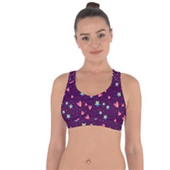 Colorful Stars Hearts Seamless Vector Pattern Cross String Back Sports Bra by Apen