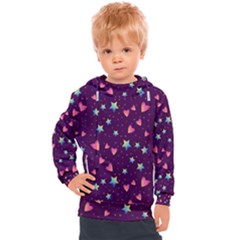 Colorful Stars Hearts Seamless Vector Pattern Kids  Hooded Pullover by Apen