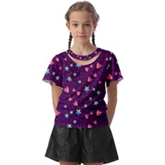 Colorful Stars Hearts Seamless Vector Pattern Kids  Front Cut T-shirt by Apen