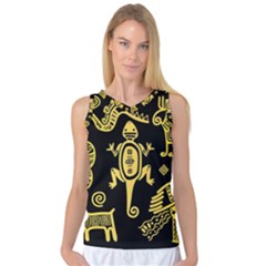 Mexican Culture Golden Tribal Icons Women s Basketball Tank Top by Apen