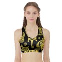 Mexican Culture Golden Tribal Icons Sports Bra with Border View1