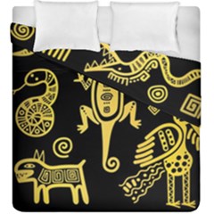 Mexican Culture Golden Tribal Icons Duvet Cover Double Side (king Size) by Apen